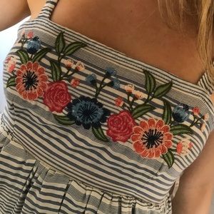 Blue striped altard state embroidered dress